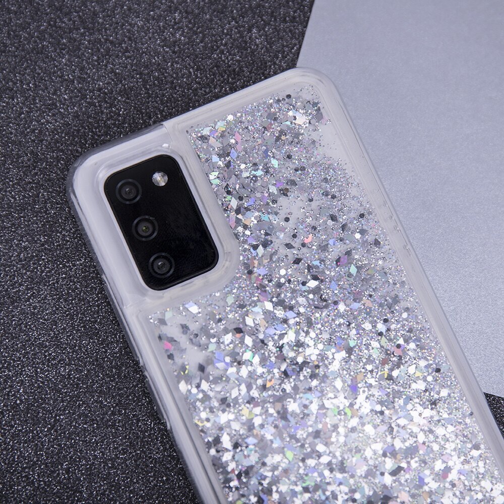 Liquid Sparkle TPU maciņš, piemērots Samsung Galaxy A22 4G, sudraba cena un informācija | Telefonu vāciņi, maciņi | 220.lv