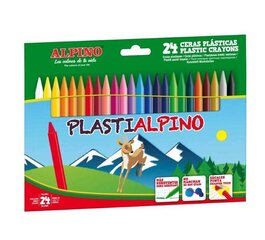 Восковые карандаши Plasti Alpino 1APA000024, 24 цвета, 8 мм цена и информация | Принадлежности для рисования, лепки | 220.lv