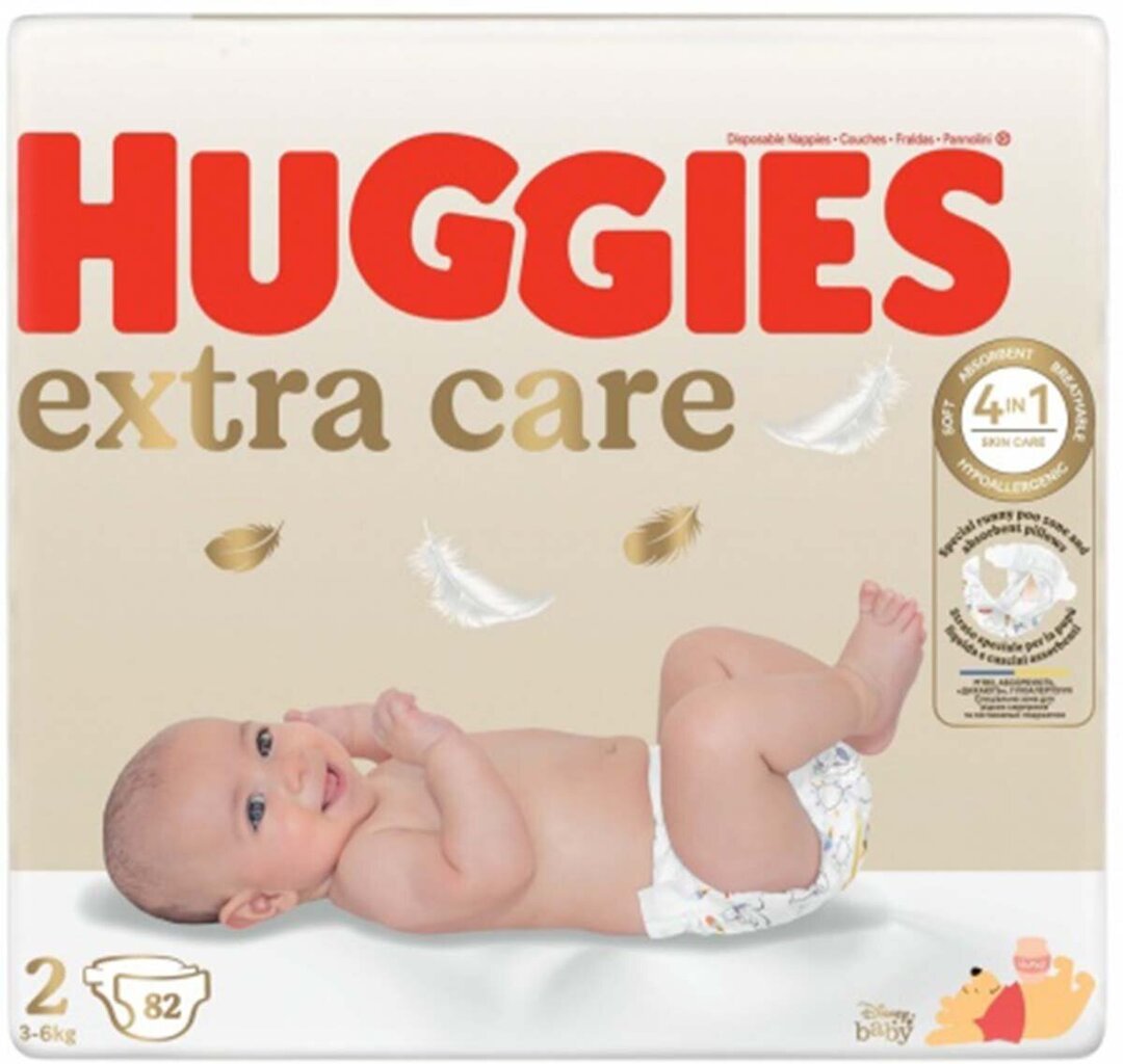 Autiņbiksītes HUGGIES ELITE SOFT 2 (4-6 kg) NEWBORN, MEGA 82 gab. cena un informācija | Autiņbiksītes | 220.lv