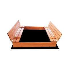 Встроенная деревянная песочница с подстилкой, 140x140 см цена и информация | Песочницы, песок | 220.lv