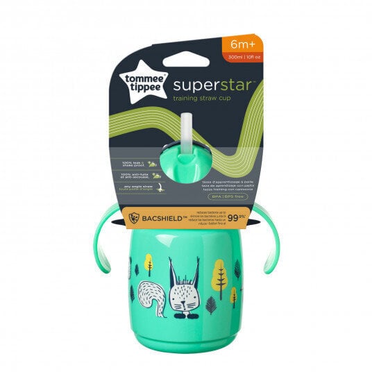 Tommee Tippee mācību krūze ar salmiņu, 7 m+, 300 ml, green цена и информация | Bērnu pudelītes un to aksesuāri | 220.lv