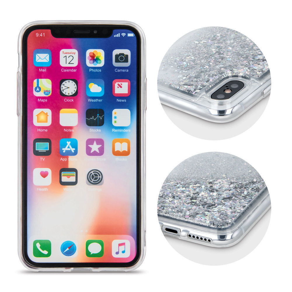 Liquid Sparkle TPU maciņš, piemērots Huawei P30 Lite silver cena un informācija | Telefonu vāciņi, maciņi | 220.lv