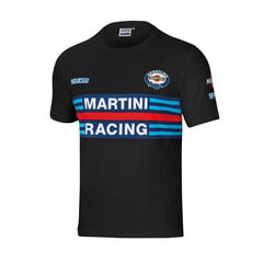 Vīriešu Krekls ar Īsām Piedurknēm Sparco Martini Racing Melns (XL Izmērs) cena un informācija | Vīriešu T-krekli | 220.lv