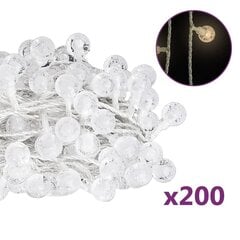 vidaXL LED lampiņu virtene, 20 m, 200 silti baltas LED, 8 funkcijas cena un informācija | Ziemassvētku lampiņas, LED virtenes | 220.lv