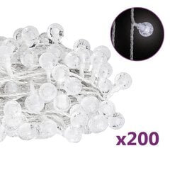 vidaXL LED lampiņu virtene, 20 m, 200 vēsi baltas LED, 8 funkcijas cena un informācija | Ziemassvētku lampiņas, LED virtenes | 220.lv