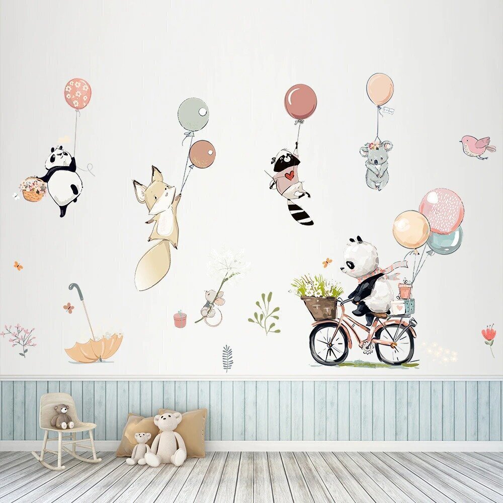 Sienas uzlīme bērniem Dzīvnieki ar baloniem цена и информация | Dekoratīvās uzlīmes | 220.lv