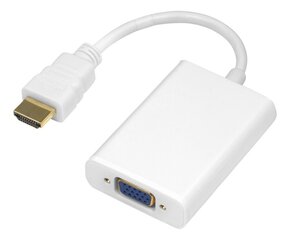 HDMI - VGA adapteris Deltaco 1920x1080 60Hz, 0.2m, balts / HDMI-VGA8-K / 00100029 цена и информация | Адаптеры и USB разветвители | 220.lv