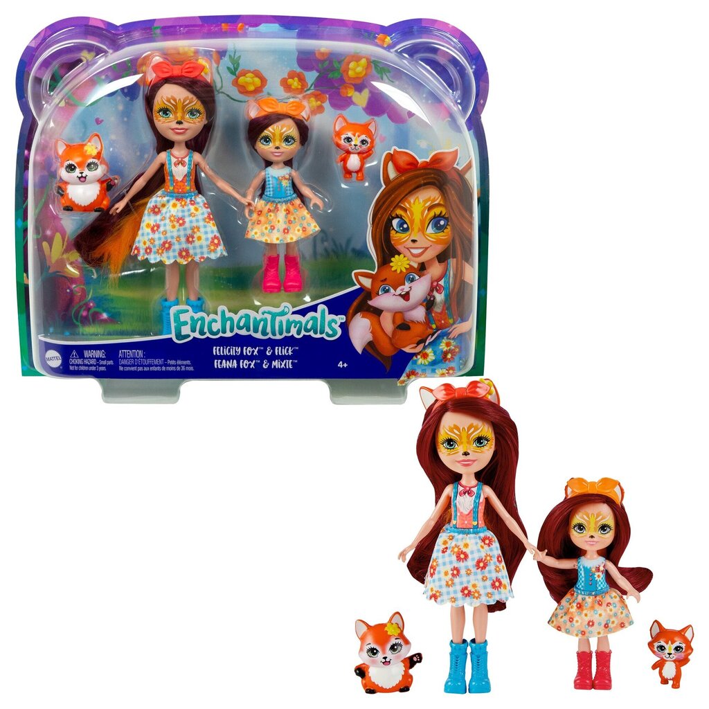 Enchantimals lelle Felicity Fox un mazā māsa cena un informācija | Rotaļlietas meitenēm | 220.lv