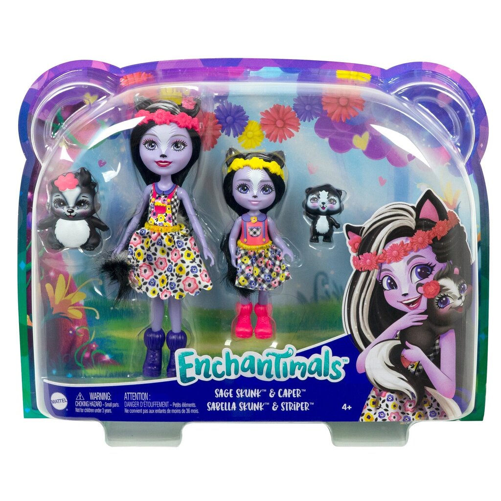 Enchantimals lelle Sage Skunk uz mazā māsa cena un informācija | Rotaļlietas meitenēm | 220.lv