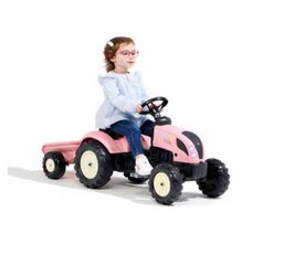 FALK Tractor Country Star Pink, ar pedāļiem + piekabi un skaņas signalizāciju uz 2 gadiem. cena un informācija | Rotaļlietas zēniem | 220.lv