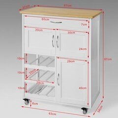 Кухонный шкафчик на колесиках SoBuy FKW45-WN, белый/коричневый цена и информация | Кухонные шкафчики | 220.lv