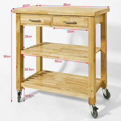 Кухонный шкафчик на колесиках SoBuy FKW24-N, коричневый цена и информация | Кухонные шкафчики | 220.lv