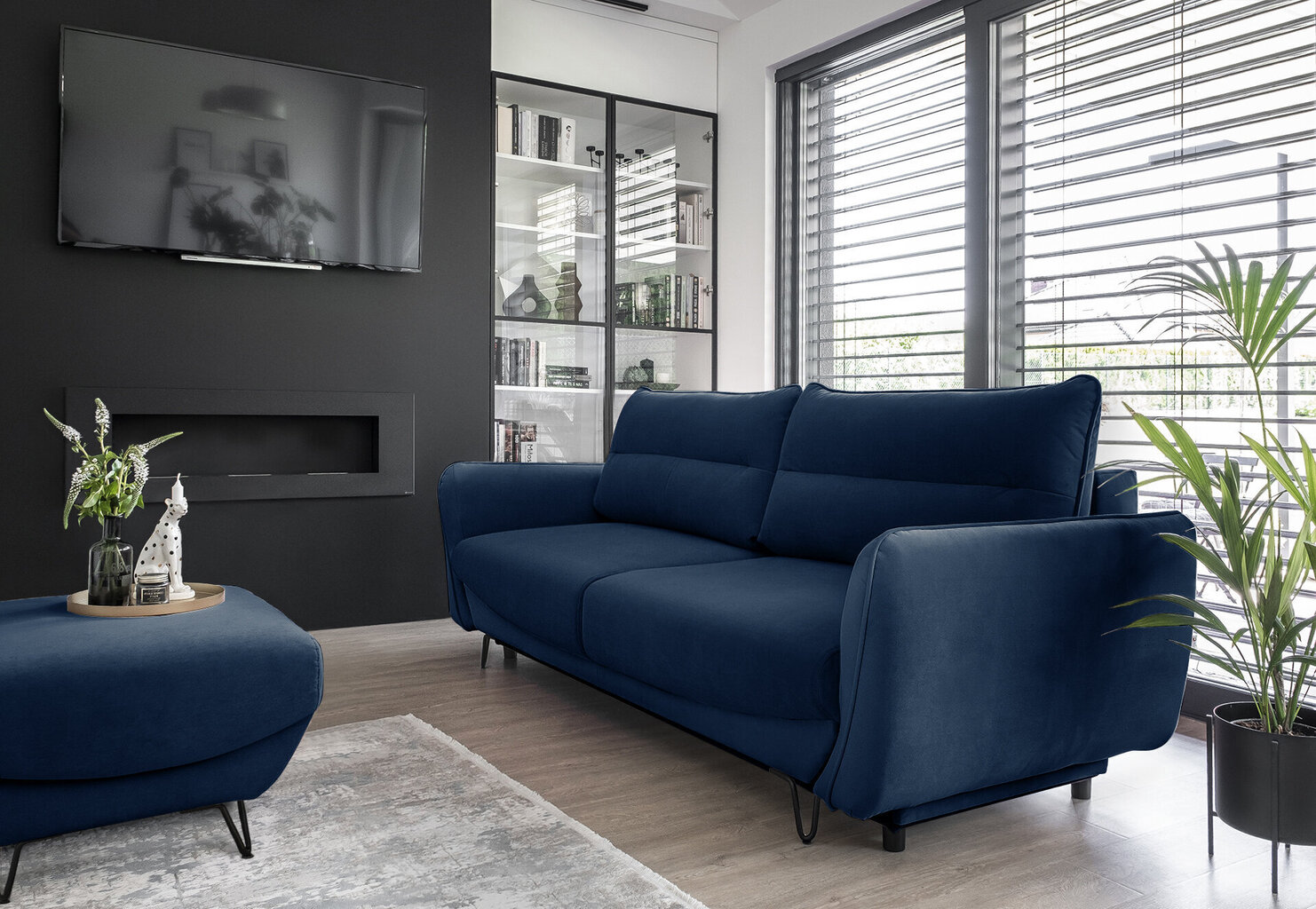 Dīvāns NORE Silva, tumši zils cena un informācija | Dīvāni | 220.lv