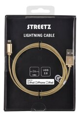 Streetz Lightning 1m IPLH-273, Gold cena un informācija | Kabeļi un vadi | 220.lv