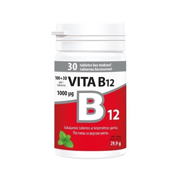 Uztura bagātinātājs, Vita B12 1000mcg tab. N130 cena un informācija | Vitamīni, preparāti, uztura bagātinātāji labsajūtai | 220.lv