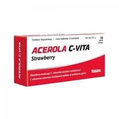 Uztura bagātinātājs, Acerola C-vita Strawberry košļājamās tab. N30 cena un informācija | Vitamīni, preparāti, uztura bagātinātāji labsajūtai | 220.lv