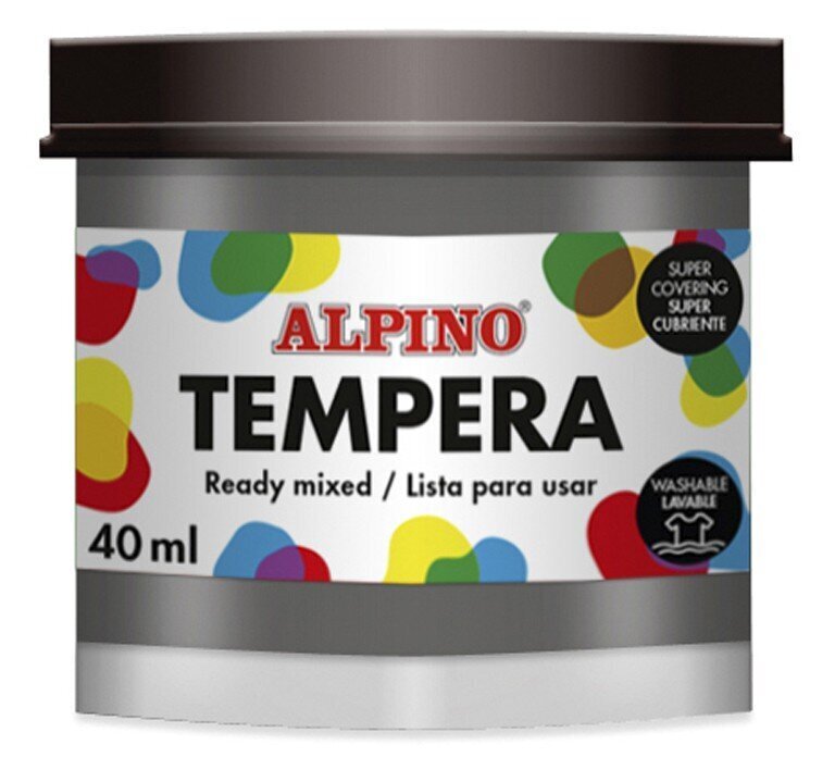 Guaša tempera Alpino, 40ml, black cena un informācija | Modelēšanas un zīmēšanas piederumi | 220.lv