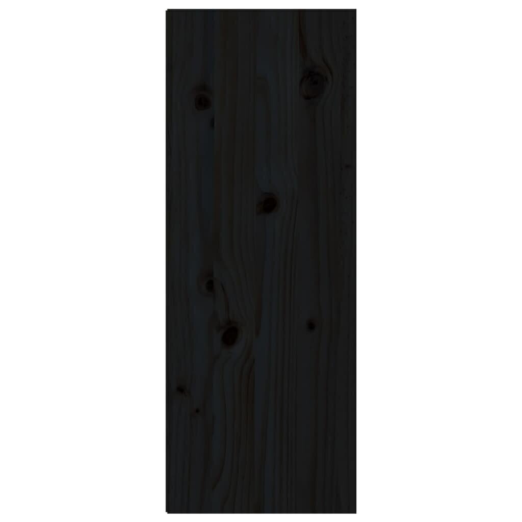vidaXL sienas skapīši, 2 gab., melni, 30x30x80 cm, priedes masīvkoks cena un informācija | Plaukti | 220.lv