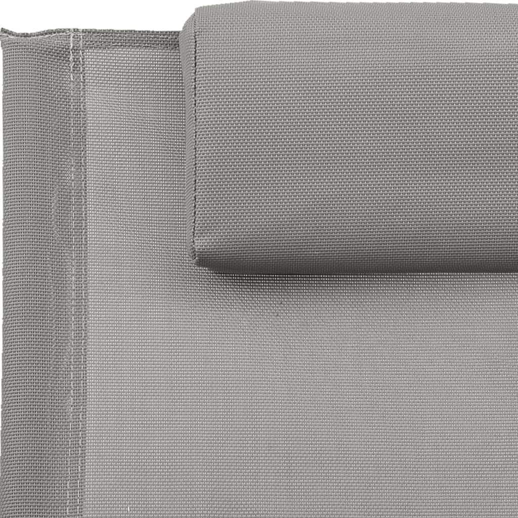 vidaXL sauļošanās zvilnis ar spilvenu, tērauds un pelēks tekstilēns cena un informācija | Sauļošanās krēsli | 220.lv