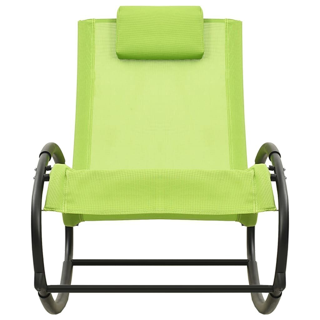 vidaXL sauļošanās zvilnis ar spilvenu, tērauds un zaļš tekstilēns cena un informācija | Sauļošanās krēsli | 220.lv
