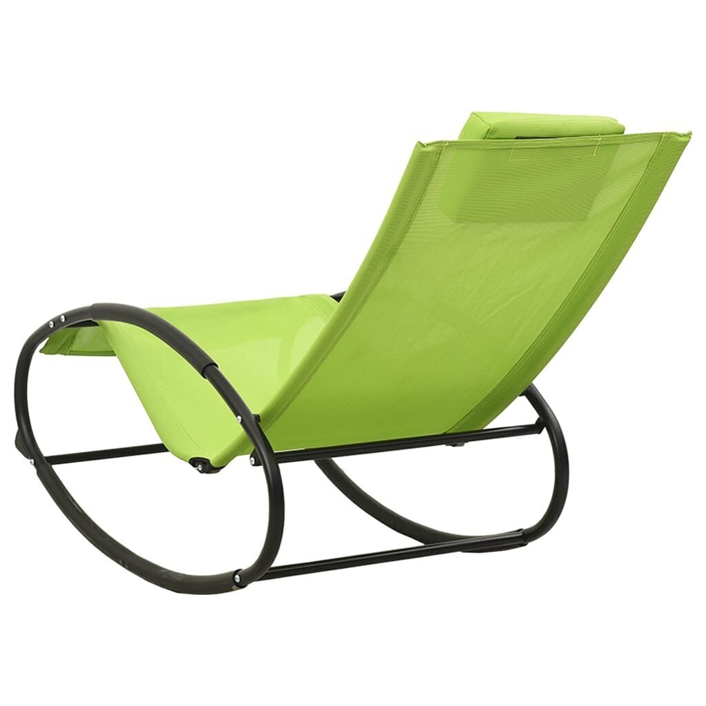 vidaXL sauļošanās zvilnis ar spilvenu, tērauds un zaļš tekstilēns cena un informācija | Sauļošanās krēsli | 220.lv