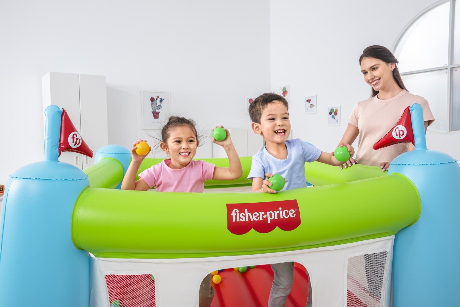 Piepūšams batuts Bestway Fisher-Price Bouncesational, 175x173x135 cm цена и информация | Piepūšamās rotaļlietas un pludmales preces | 220.lv