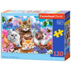 Puzle Kaķēni starp ziediem *120* cena un informācija | Puzles, 3D puzles | 220.lv