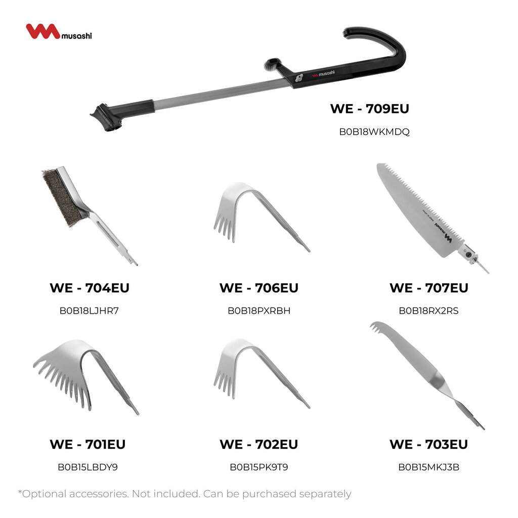Musashi WE-709 pagarinājuma rokturis - stienis, līdz 125 cm, Akumulatora ravētājs modelis WE-750 cena un informācija | Dārza instrumenti | 220.lv