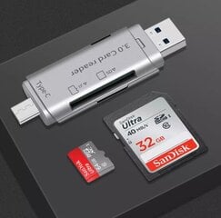 SD MicroSD TF USB 3.0 USB-C OTG 5Gb/s karšu lasītājs цена и информация | Карты памяти для мобильных телефонов | 220.lv
