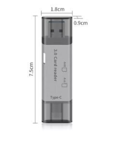 SD MicroSD TF USB 3.0 USB-C OTG 5Gb/s karšu lasītājs цена и информация | Atmiņas kartes mobilajiem telefoniem | 220.lv