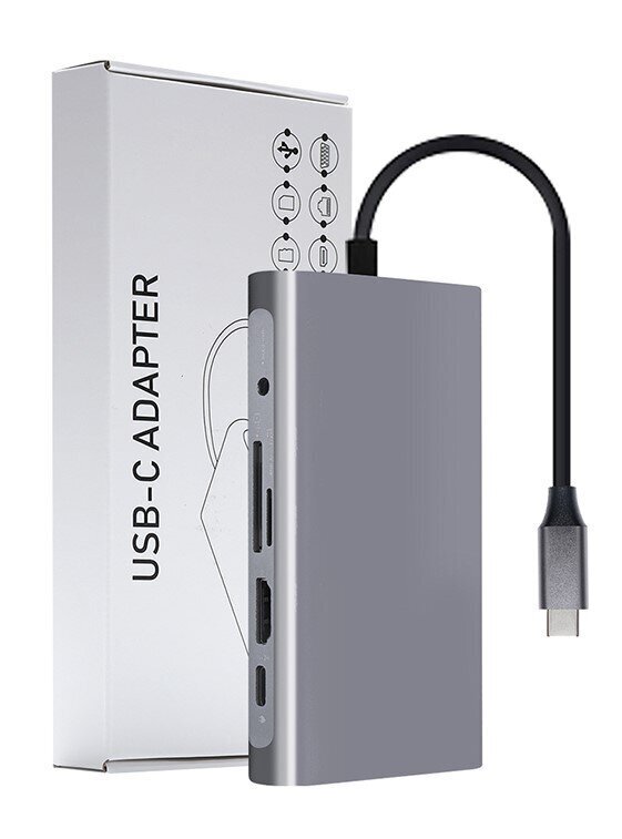 HUB USB-C 11in1 HDMI adapteris 4K VGA ligzda SD USB 3.0 Gigabit Ethernet RJ45 Macbook Pro Air M1 Zenwire cena un informācija | Adapteri un USB centrmezgli | 220.lv