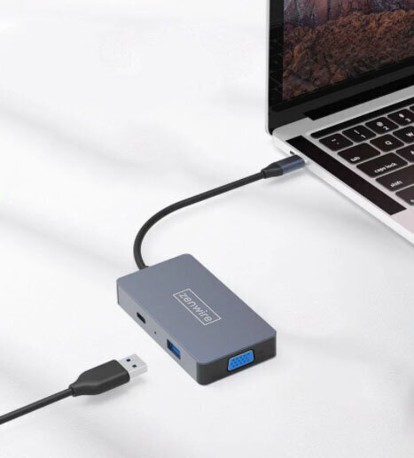 ADAPTERA centrmezgls 5W1 USB-C 2x HDMI 4K VGA USB 3.0 PD ZW Macbook Pro M1 цена и информация | Adapteri un USB centrmezgli | 220.lv