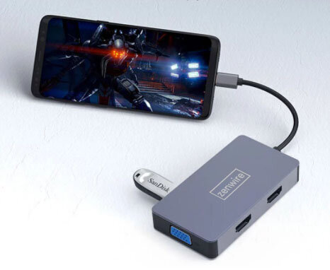 ADAPTERA centrmezgls 5W1 USB-C 2x HDMI 4K VGA USB 3.0 PD ZW Macbook Pro M1 цена и информация | Adapteri un USB centrmezgli | 220.lv