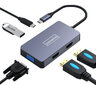 ADAPTERA centrmezgls 5W1 USB-C 2x HDMI 4K VGA USB 3.0 PD ZW Macbook Pro M1 цена и информация | Adapteri un USB centrmezgli | 220.lv