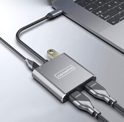 ADAPTER HUB USB-C 4in1 2x HDMI 4K USB adapteris Zenwire cena un informācija | Adapteri un USB centrmezgli | 220.lv