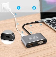 ADAPTER HUB USB-C 4in1 HDMI 4K VGA USB adapteris Zenwire цена и информация | Адаптеры и USB разветвители | 220.lv