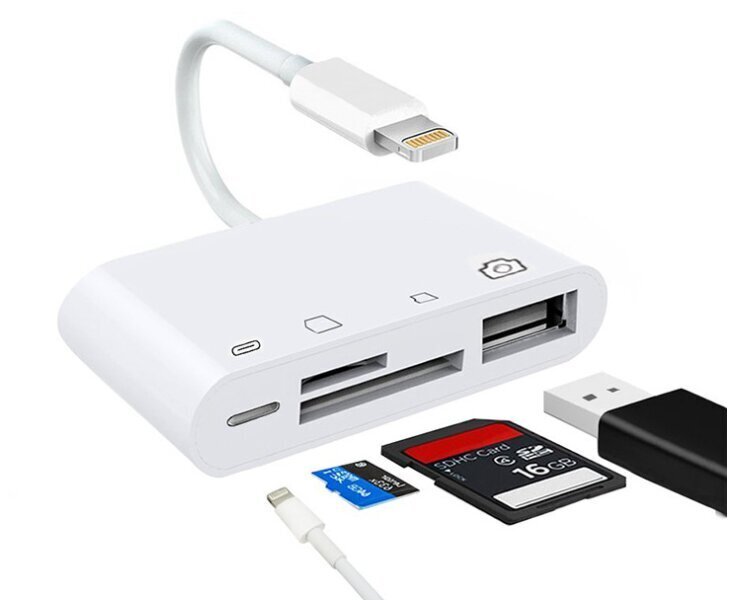 Adapteris karšu lasītājs Lightning micro SD USB iPhone цена и информация | Adapteri un USB centrmezgli | 220.lv