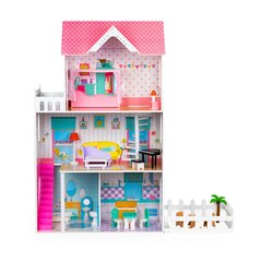Деревянный кукольный домик с аксессуарами Ecotoys, W06A379. цена и информация | Игрушки для девочек | 220.lv