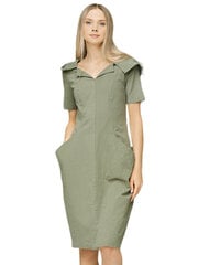 Elastīga lina kleita ar kapuci Lega SK140, zaļa cena un informācija | Kleitas | 220.lv