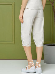 Укороченные брюки из эластичного льна Lega KL44, белые цена и информация | Шорты женские Only | 220.lv
