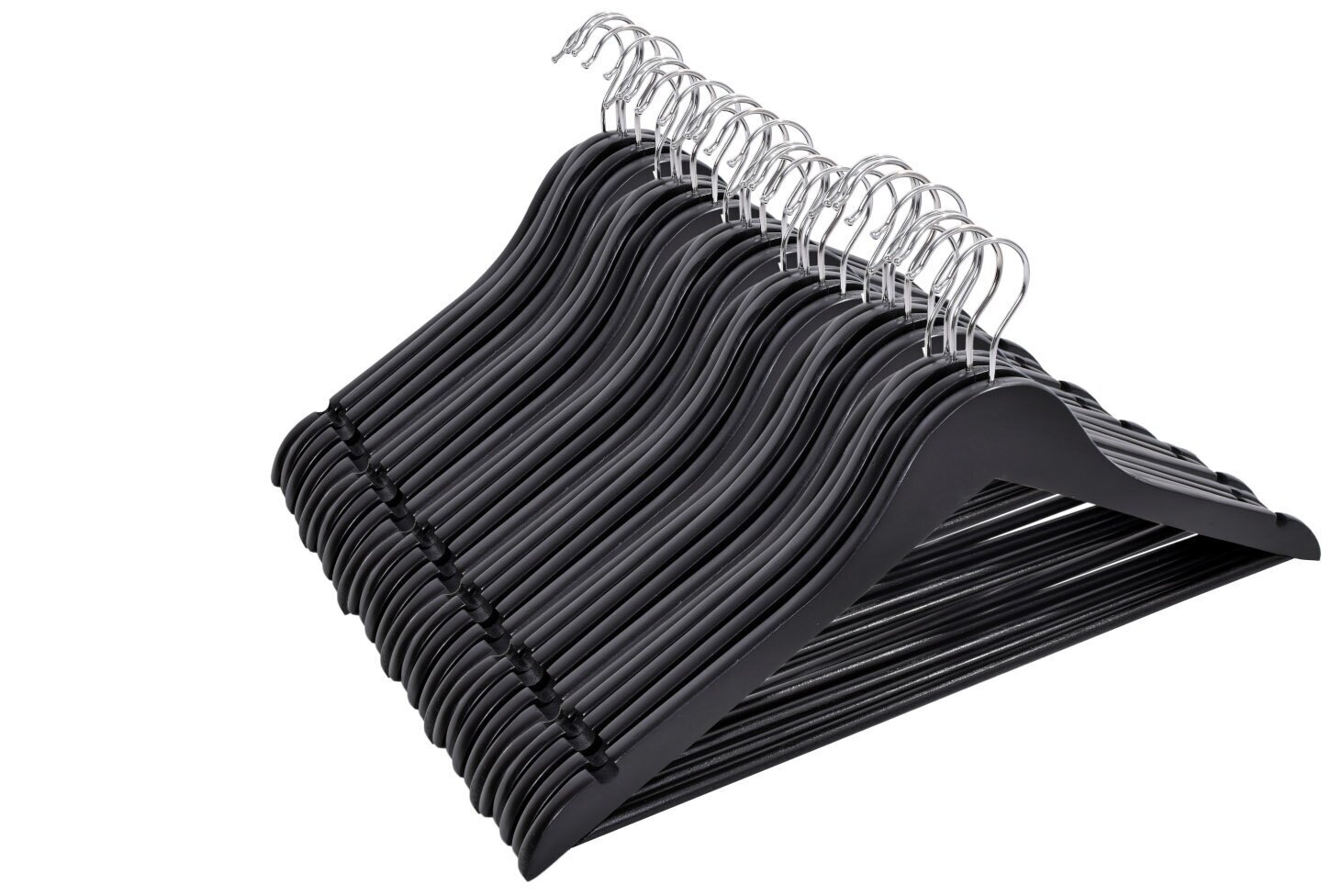 Koka pakaramie RONDO, komplektā 100 gab., melnā krāsā цена и информация | Pakaramie un apģērbu maisi | 220.lv