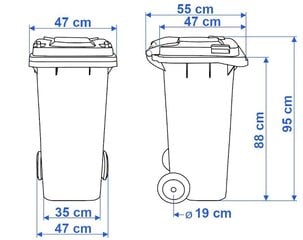 Набор контейнеров для мусора по 120 л: желтый, синий, зеленый, черный цена и информация | Мусорные баки | 220.lv