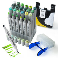 Divpusēji marķieri-flomāsteri ARRTX Oros, 24 krāsas, zaļais tonis cena un informācija | Modelēšanas un zīmēšanas piederumi | 220.lv