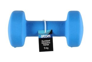 Hantele Atom Neoprene, 5 kg, zila cena un informācija | Hanteles, svaru stieņi un diski | 220.lv