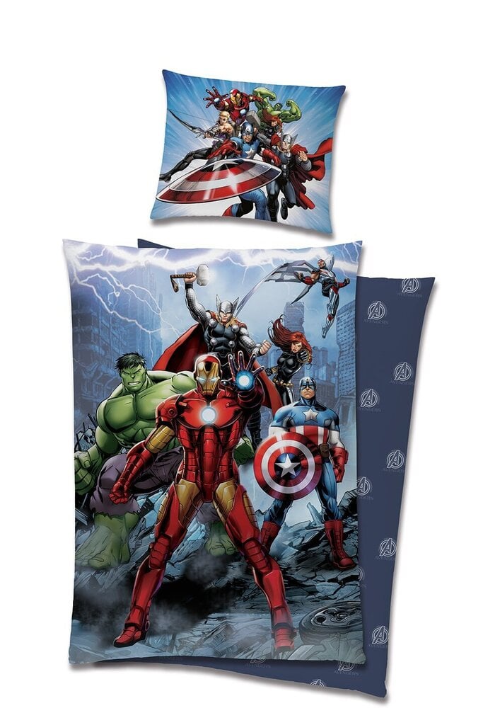 Gultas veļas komplekts Avengers, 140x200 + 60x70, 2 daļu cena un informācija | Bērnu gultas veļa | 220.lv