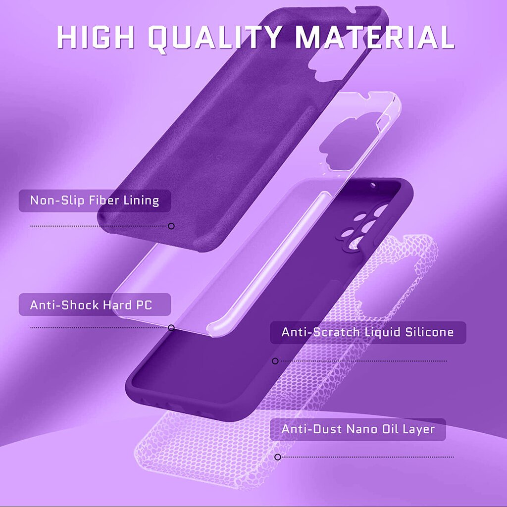 Samsung Galaxy A53 5G aizsargvāciņš (real liquide silicone Easy Clean) violets- Irish SoundBerry cena un informācija | Telefonu vāciņi, maciņi | 220.lv
