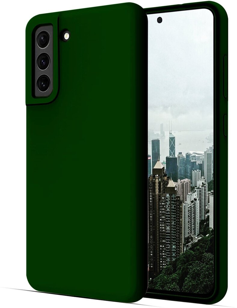 Samsung Galaxy S22 aizsargvāciņš (real liquide silicone Easy Clean) tumši zaļš - Green City цена и информация | Telefonu vāciņi, maciņi | 220.lv