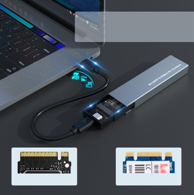 Korpuss SSD NVME / SATA PCIe M.2 USB-C M2 Gen2 cena un informācija | Adapteri un USB centrmezgli | 220.lv