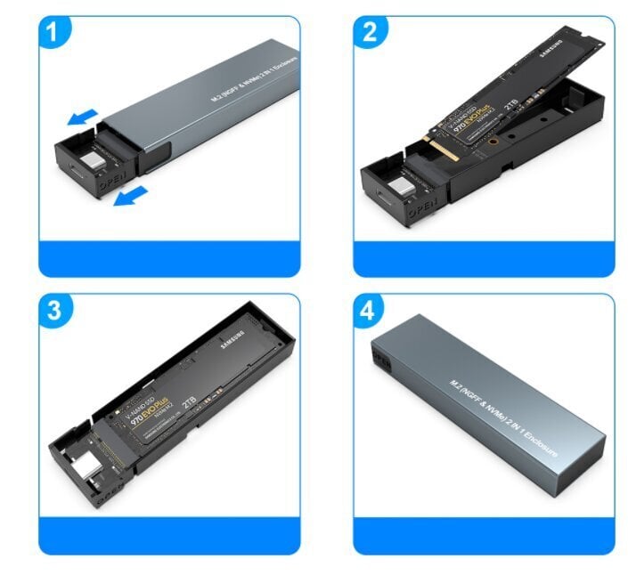 Korpuss SSD NVME / SATA PCIe M.2 USB-C M2 Gen2 цена и информация | USB Atmiņas kartes | 220.lv