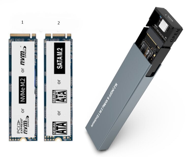 Korpuss SSD NVME / SATA PCIe M.2 USB-C M2 Gen2 cena un informācija | USB Atmiņas kartes | 220.lv